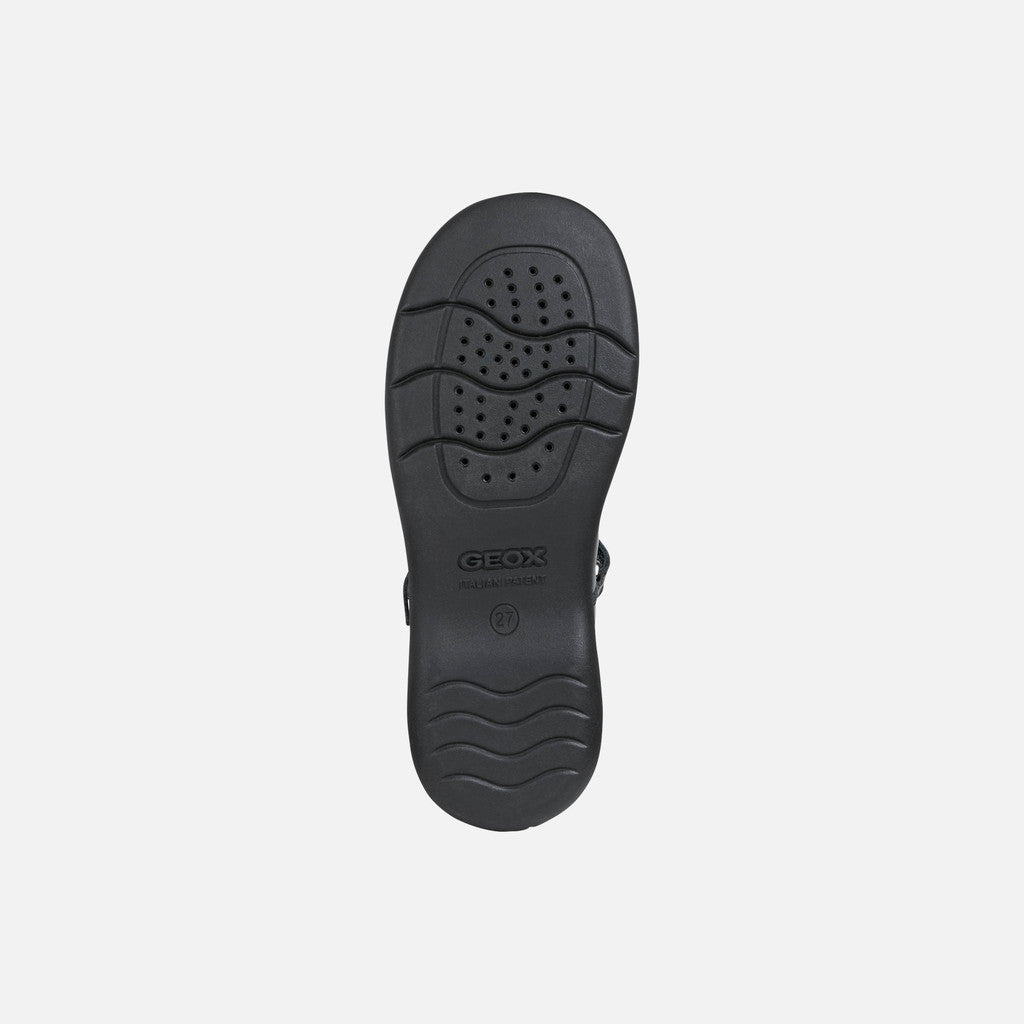 Geox | J16FHB | J Naimara Girl | T-Bar School Shoe | Black Patent