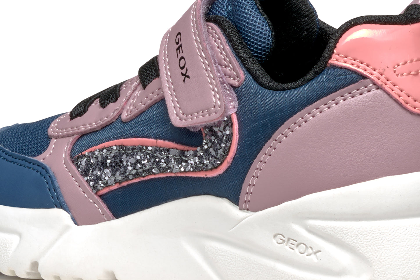Geox | Loftus Girl | J46M2A | Girls Velcro Trainer | Avio/Dark Rose