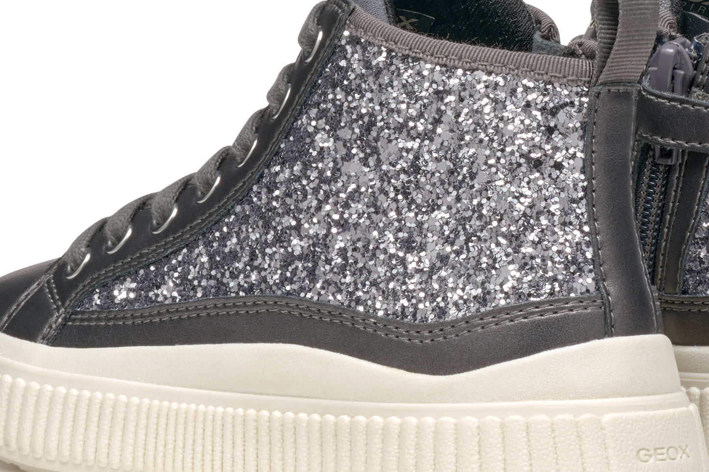 Geox | Laquinny Girl | J46M3D | Girls Casual HI-Top | Dark Silver