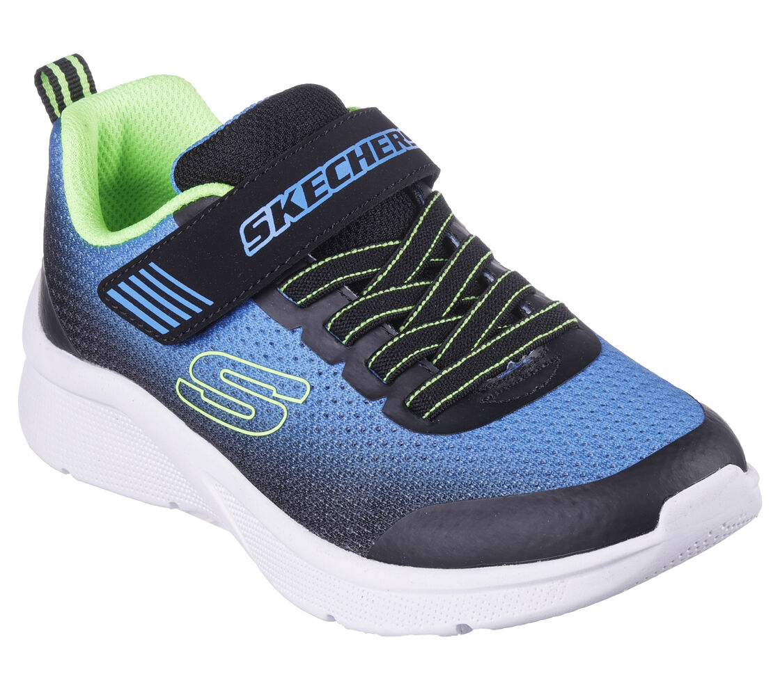 Skechers | Microspec Zorva | Boys Trainers | Black / Blue / Lime