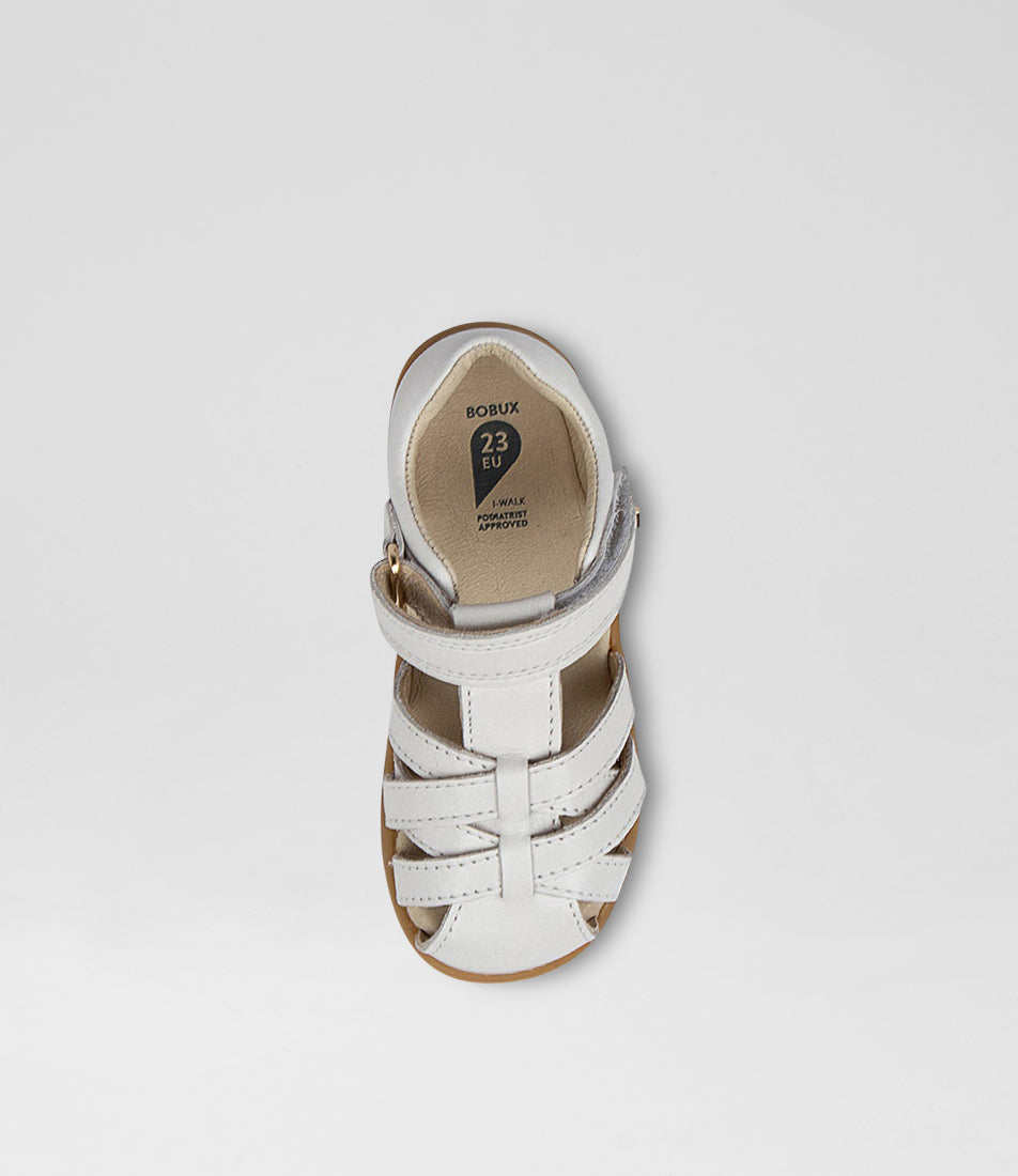 A unisex sandal by Bobux, style Roam (I-Walk) in Caramel with velcro strap. Top view