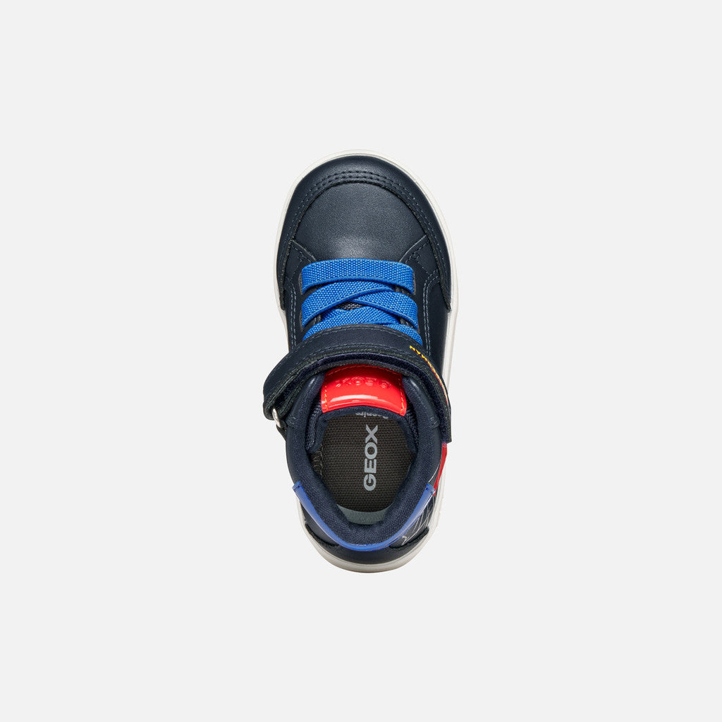 Geox | B565LB | B Eclyper Boy Superman | Casual High-Top Trainer | Navy / Royal
