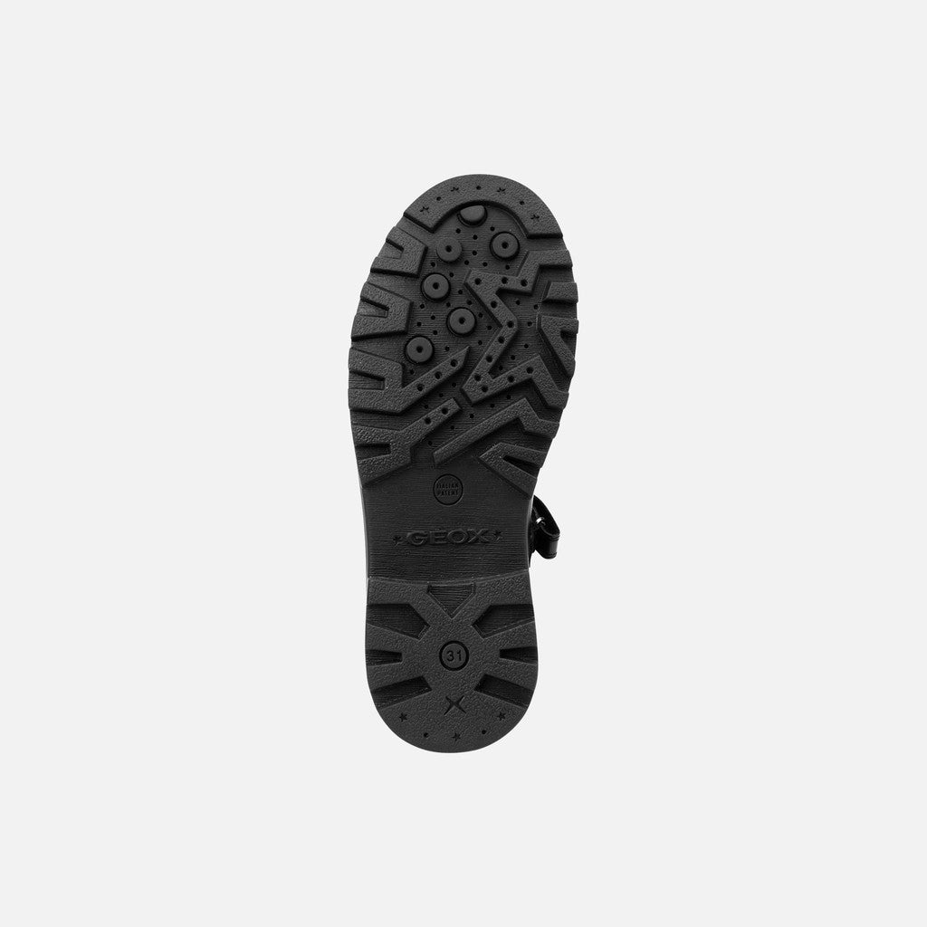 Geox | J Casey Girl J6420P | Girls Velcro School Shoe | Black Leather