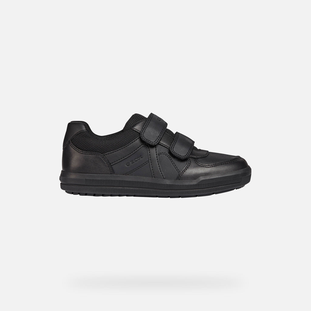 Geox | J Arzach Boy J844AE | Velcro School Shoe / Trainer | Black Leather