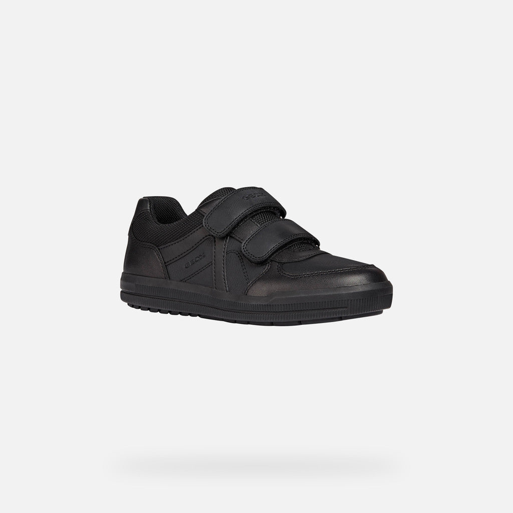 Geox | J Arzach Boy J844AE | Velcro School Shoe / Trainer | Black Leather