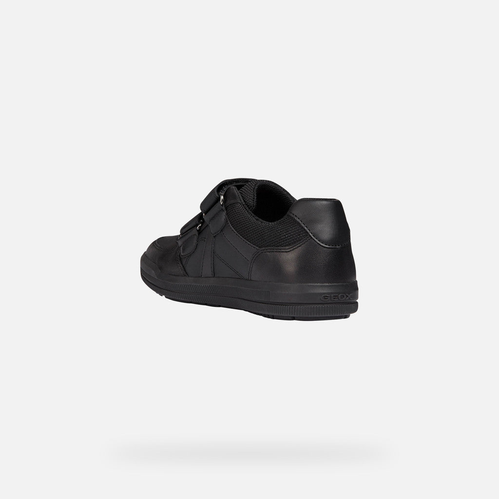 Geox | J Arzach Boy J844AE | Velcro School Shoe / Trainer | Black Leather