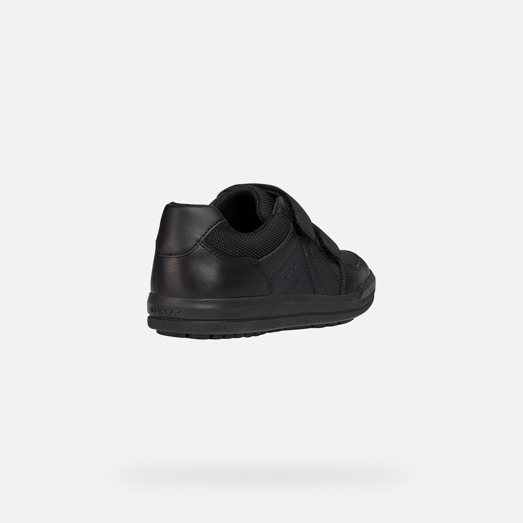 Geox | J Arzach Boy J844AE | Velcro School Shoe / Trainer | Black Leather