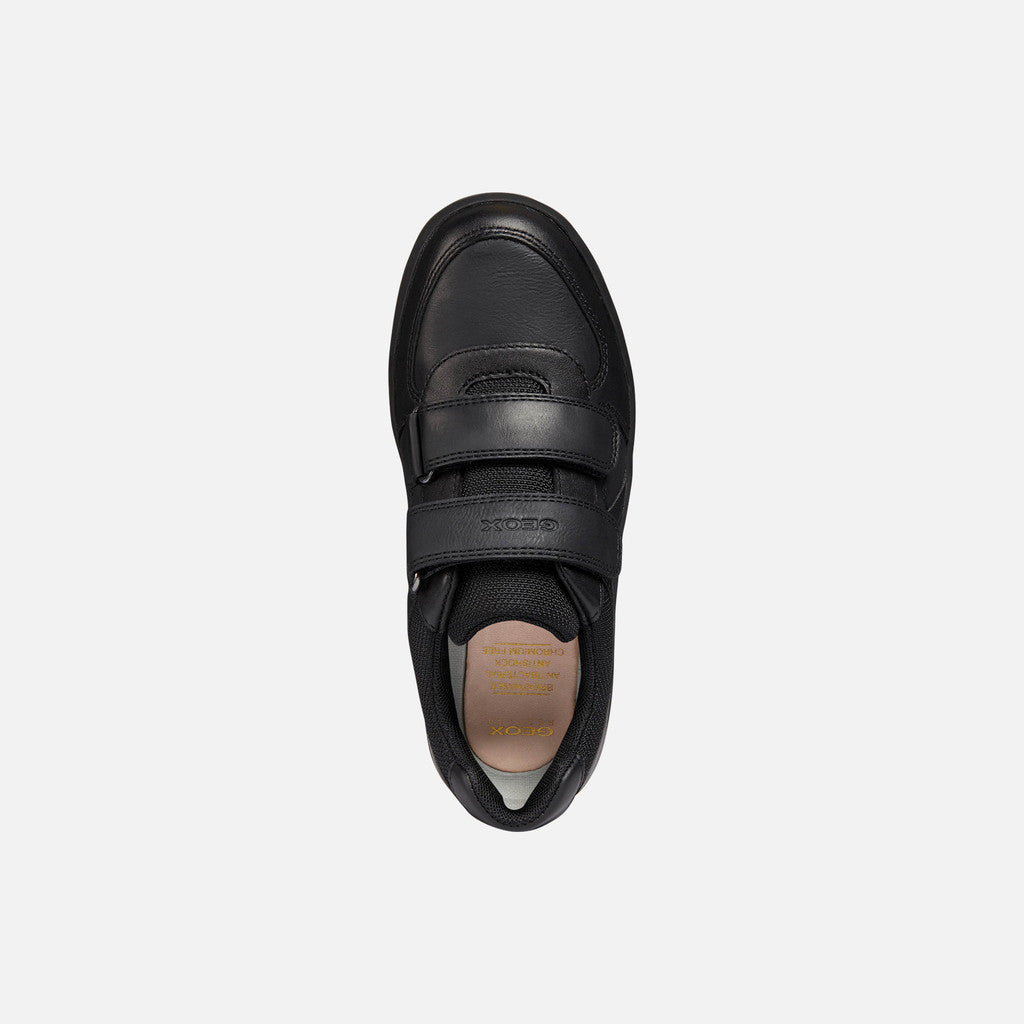 Geox | J Arzach Boy J844AE | Velcro School Shoe / Trainer | Black Leather