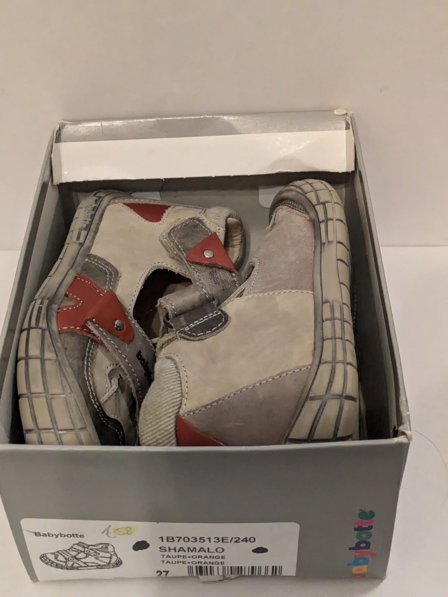 Babybotte | Boys Shoes | Taupe / Orange | Size EU27 / UK 9