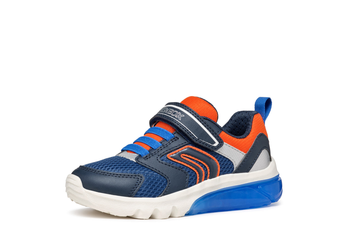 Geox | Ciberdron Boy | J45LBC | Boys Velcro Trainer | Navy/Orange
