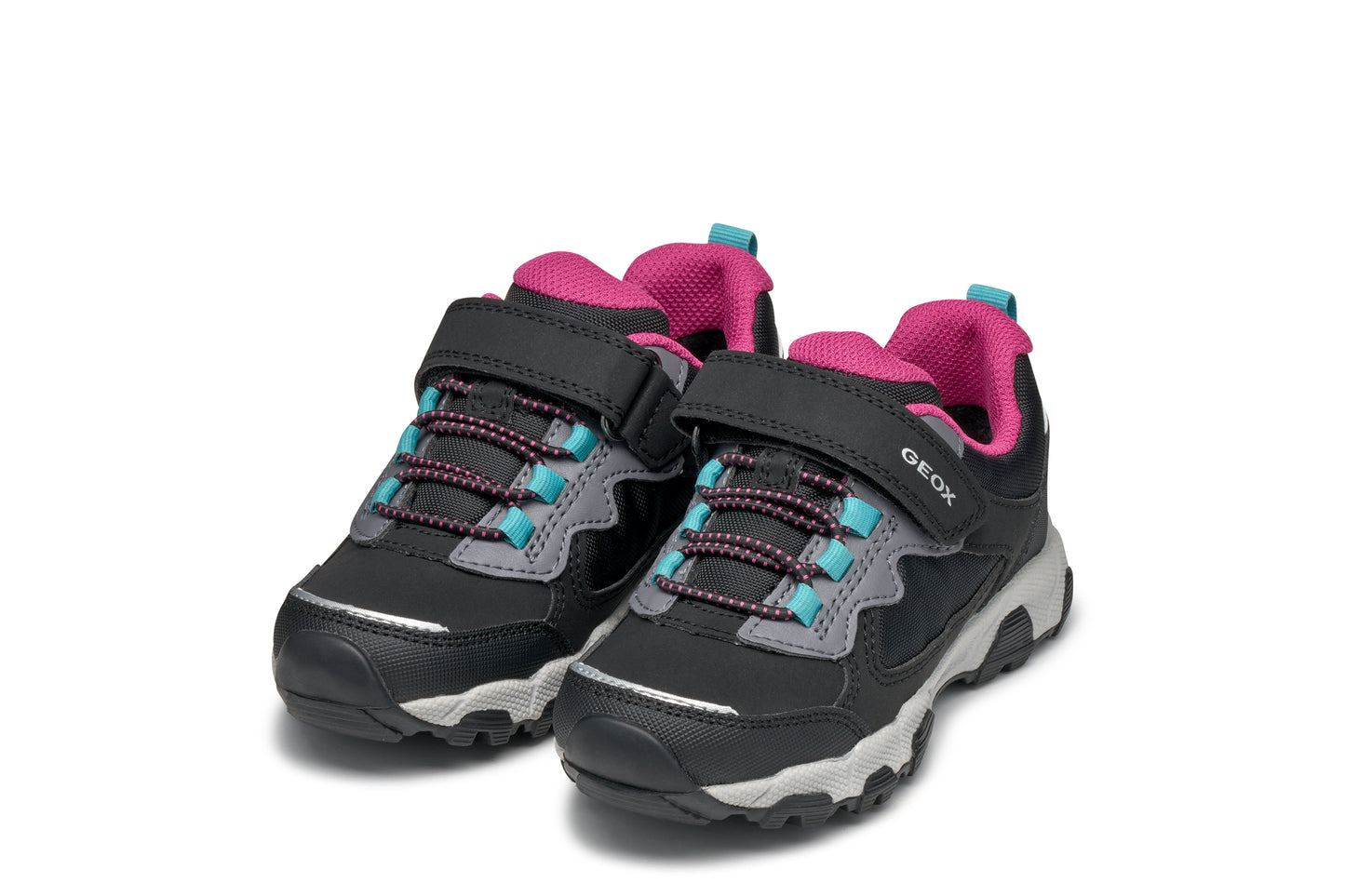 Geox | Magnetar Girl | J464LA | Girls Velcro Waterproof Trainer | Black/ Pink
