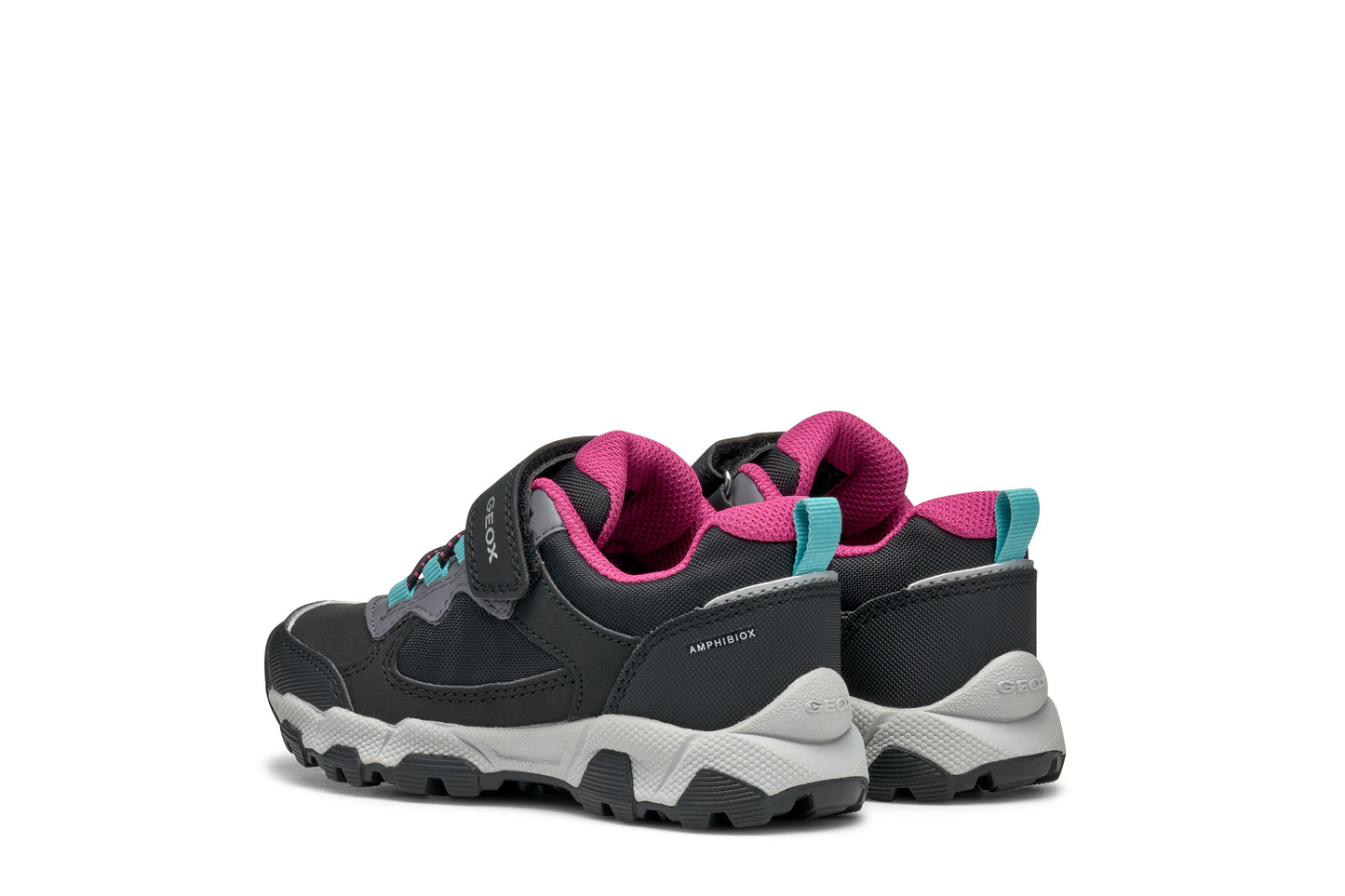 Geox | Magnetar Girl | J464LA | Girls Velcro Waterproof Trainer | Black/ Pink