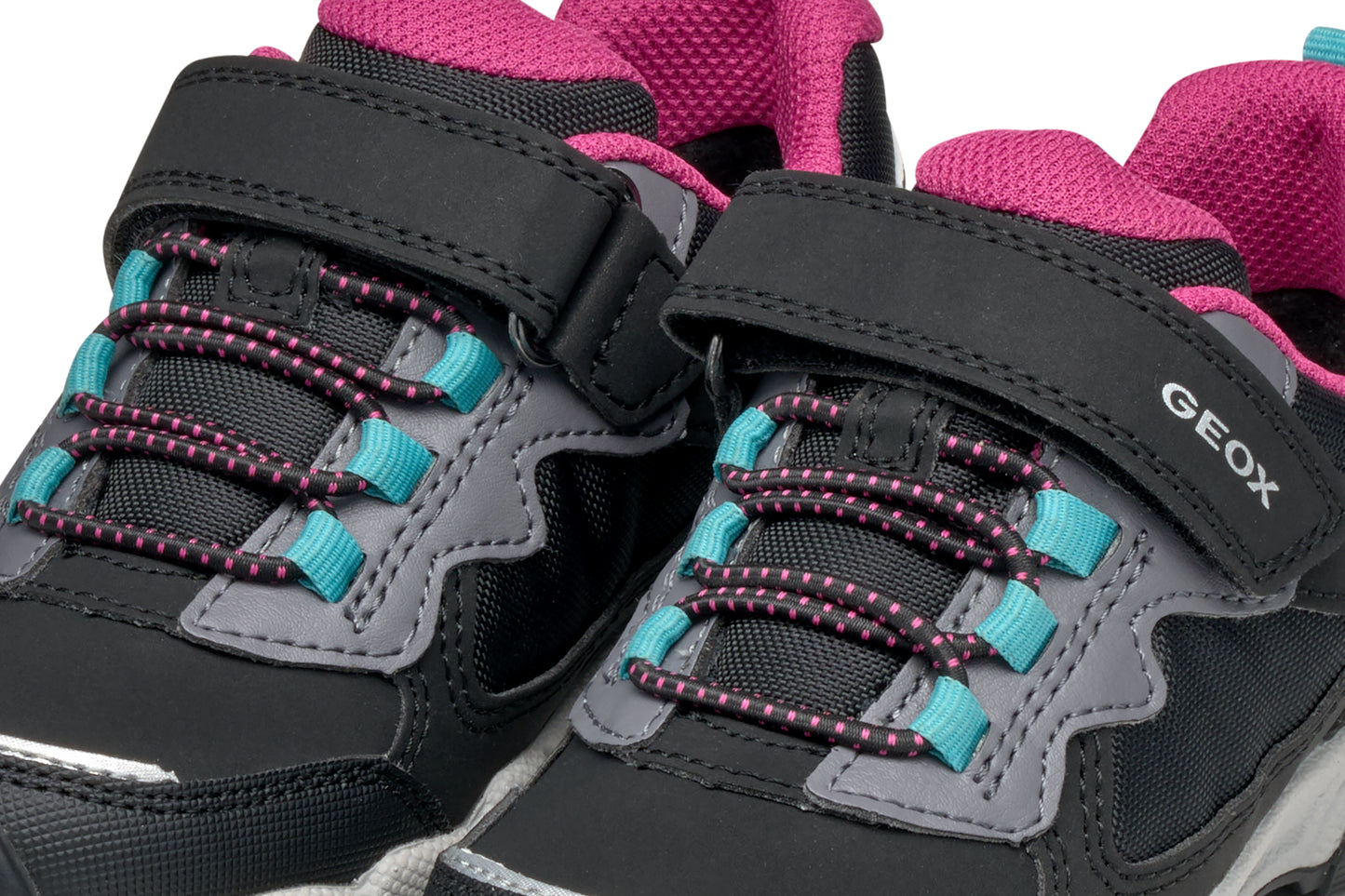 Geox | Magnetar Girl | J464LA | Girls Velcro Waterproof Trainer | Black/ Pink