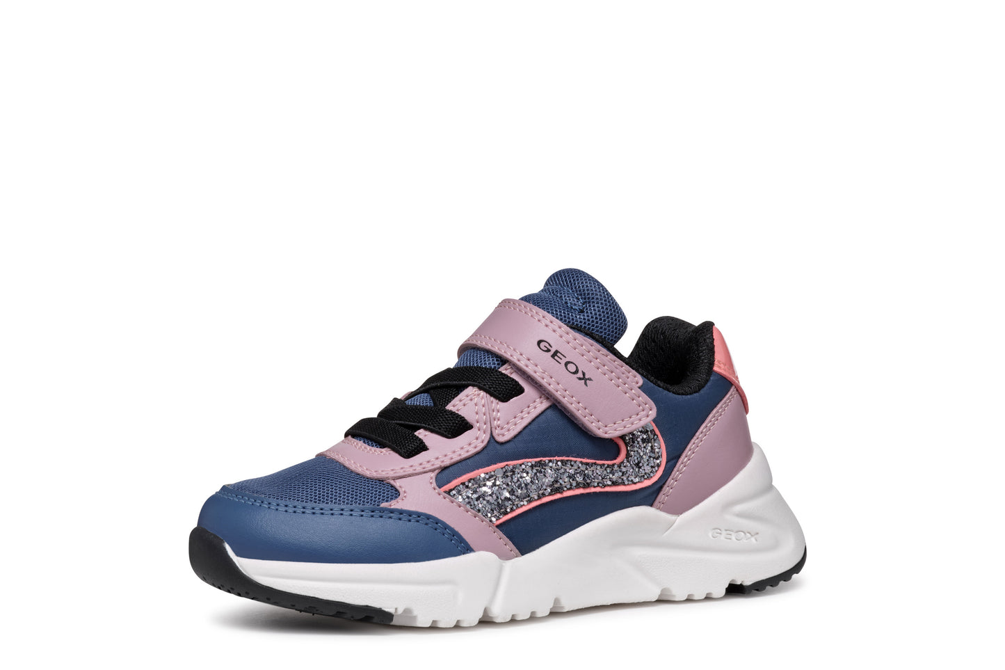 Geox | Loftus Girl | J46M2A | Girls Velcro Trainer | Avio/Dark Rose