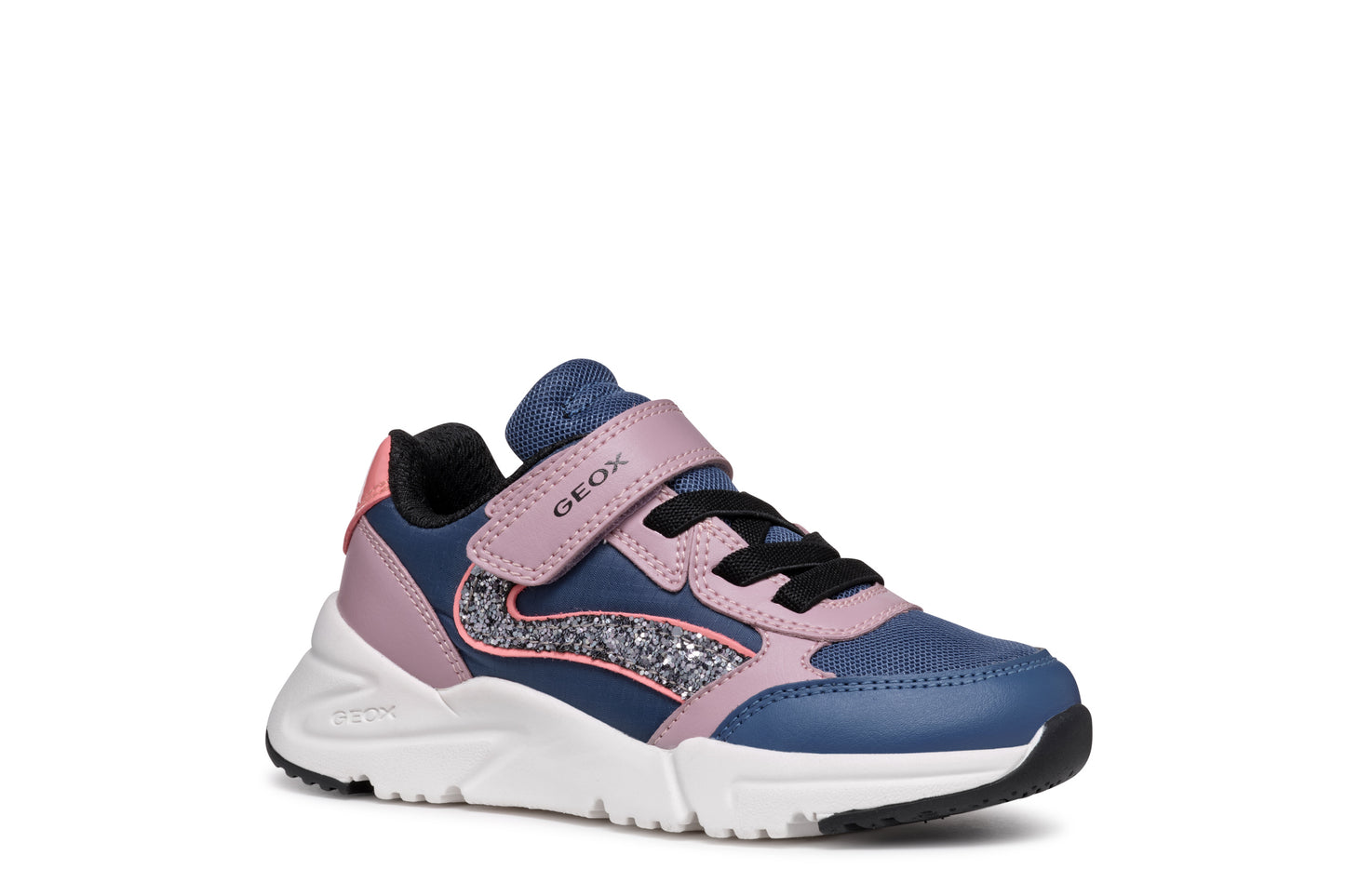 Geox | Loftus Girl | J46M2A | Girls Velcro Trainer | Avio/Dark Rose