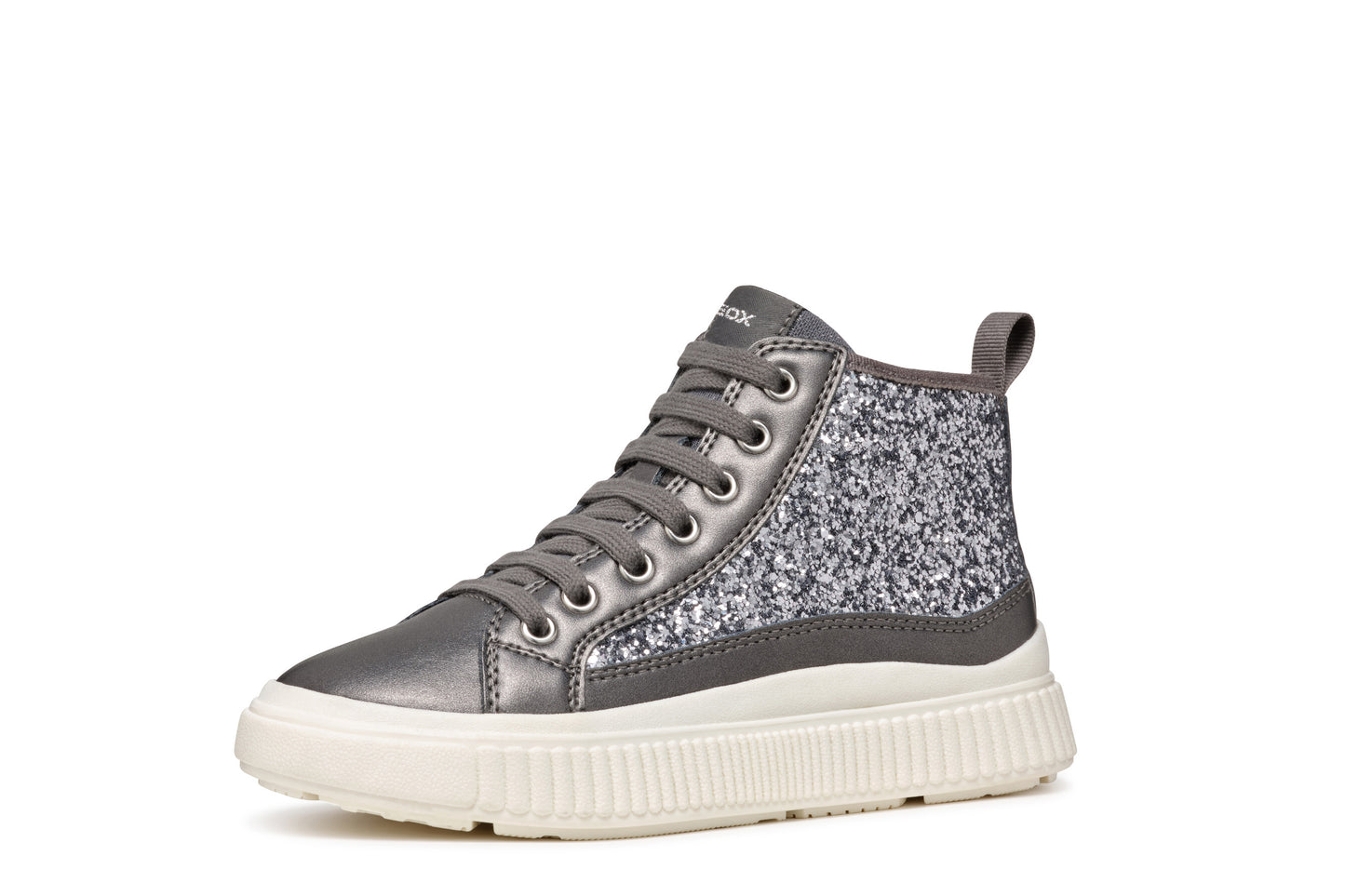 Geox | Laquinny Girl | J46M3D | Girls Casual HI-Top | Dark Silver