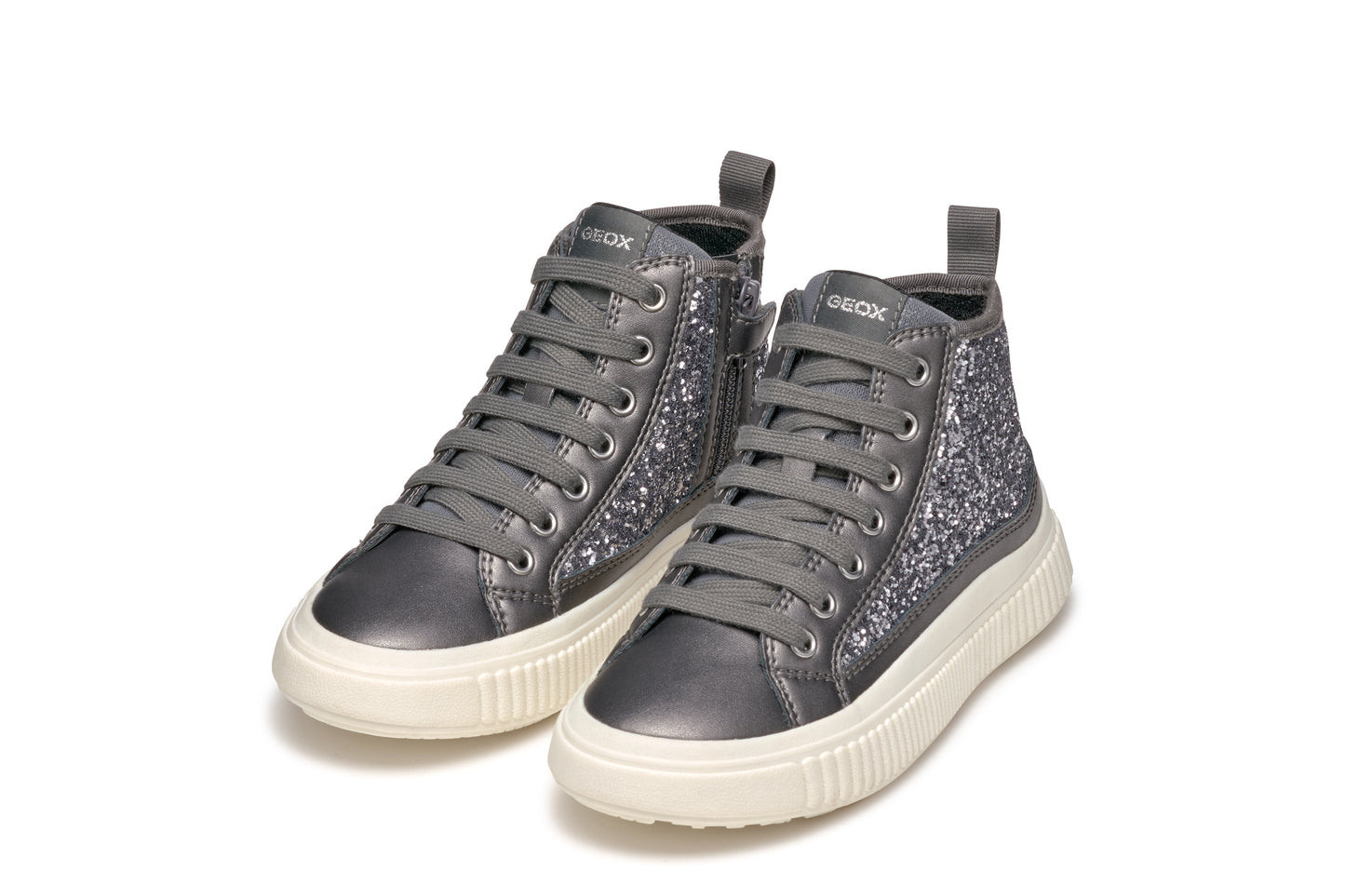 Geox | Laquinny Girl | J46M3D | Girls Casual HI-Top | Dark Silver