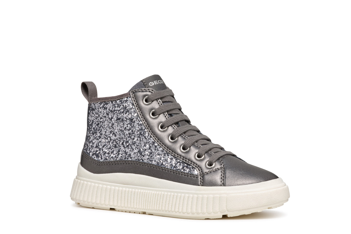 Geox | Laquinny Girl | J46M3D | Girls Casual HI-Top | Dark Silver