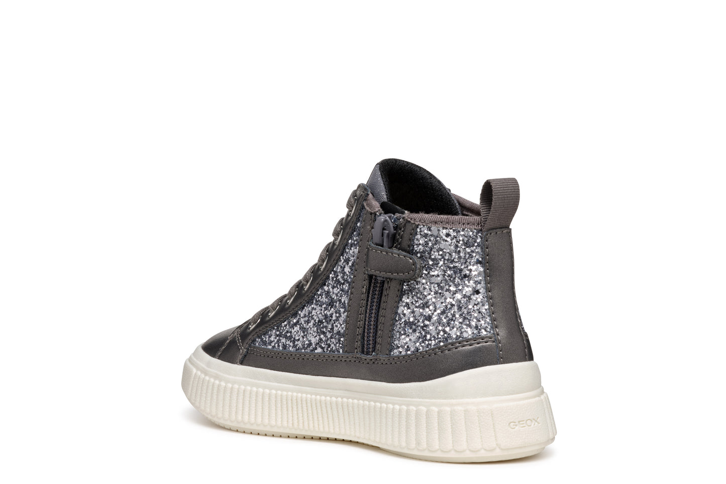 Geox | Laquinny Girl | J46M3D | Girls Casual HI-Top | Dark Silver
