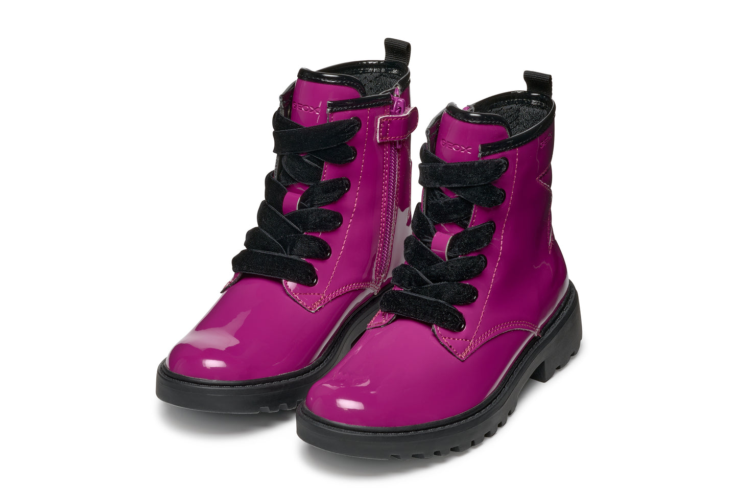 Geox | Casey Girl | J9420G | Girls Lace/Zip Ankle Boot | Cyclamen Patent