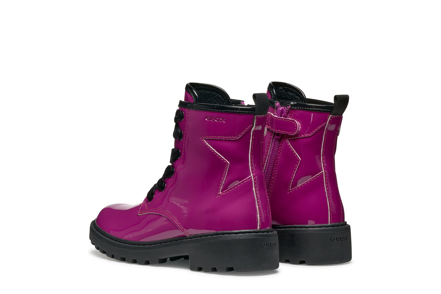 Geox | Casey Girl | J9420G | Girls Lace/Zip Ankle Boot | Cyclamen Patent