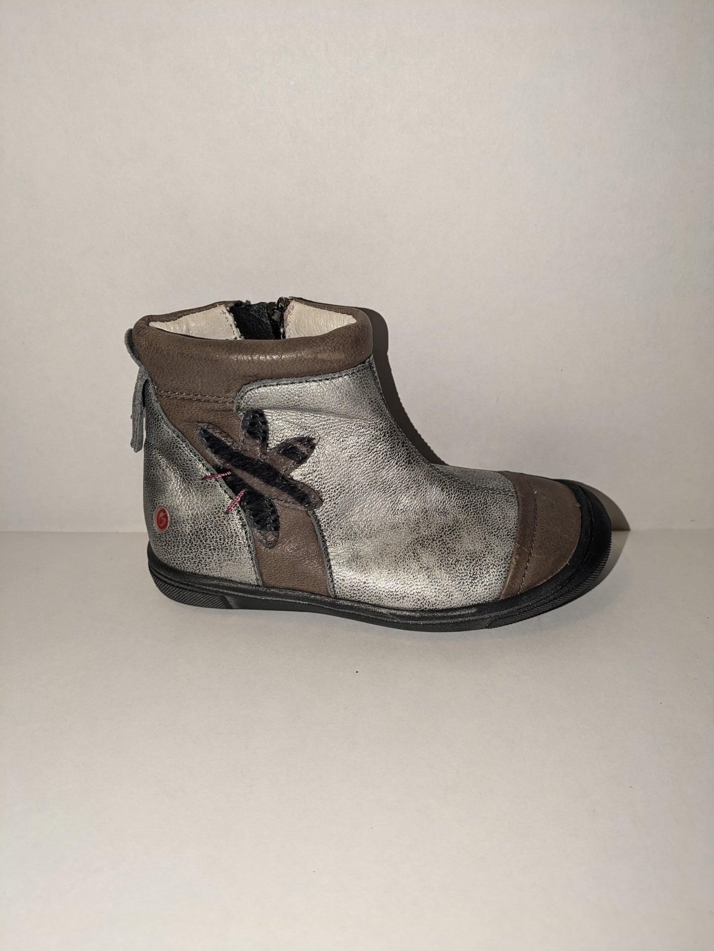 GBB |Lucetta | Girls Zip Up Ankle Boot | Grey/Silver | Size EU24 / UK7