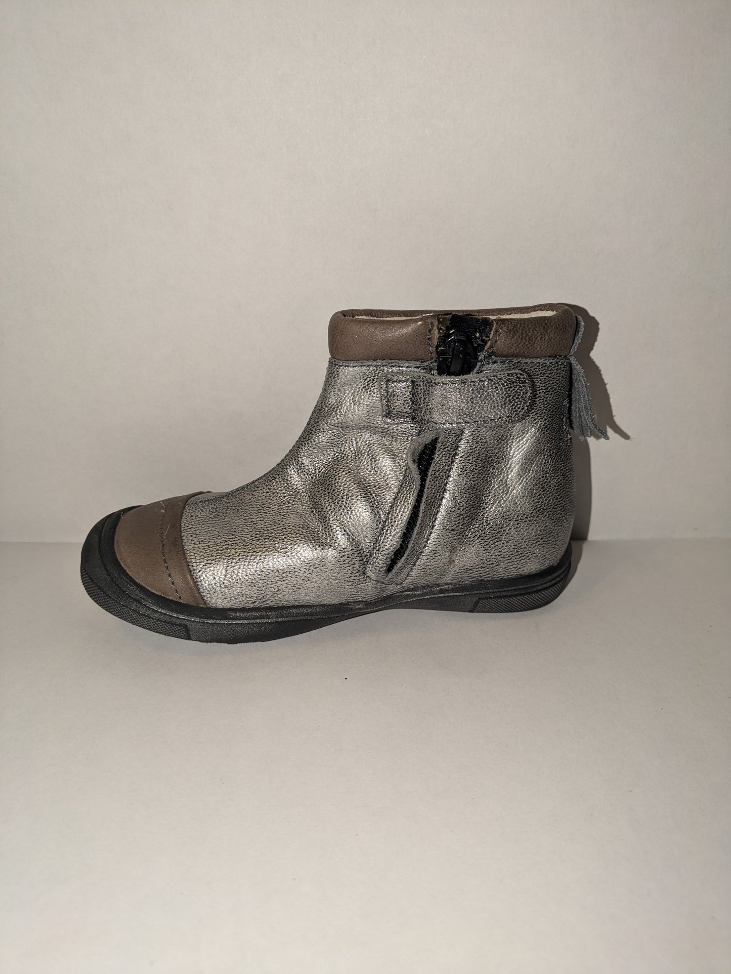 GBB |Lucetta | Girls Zip Up Ankle Boot | Grey/Silver | Size EU24 / UK7