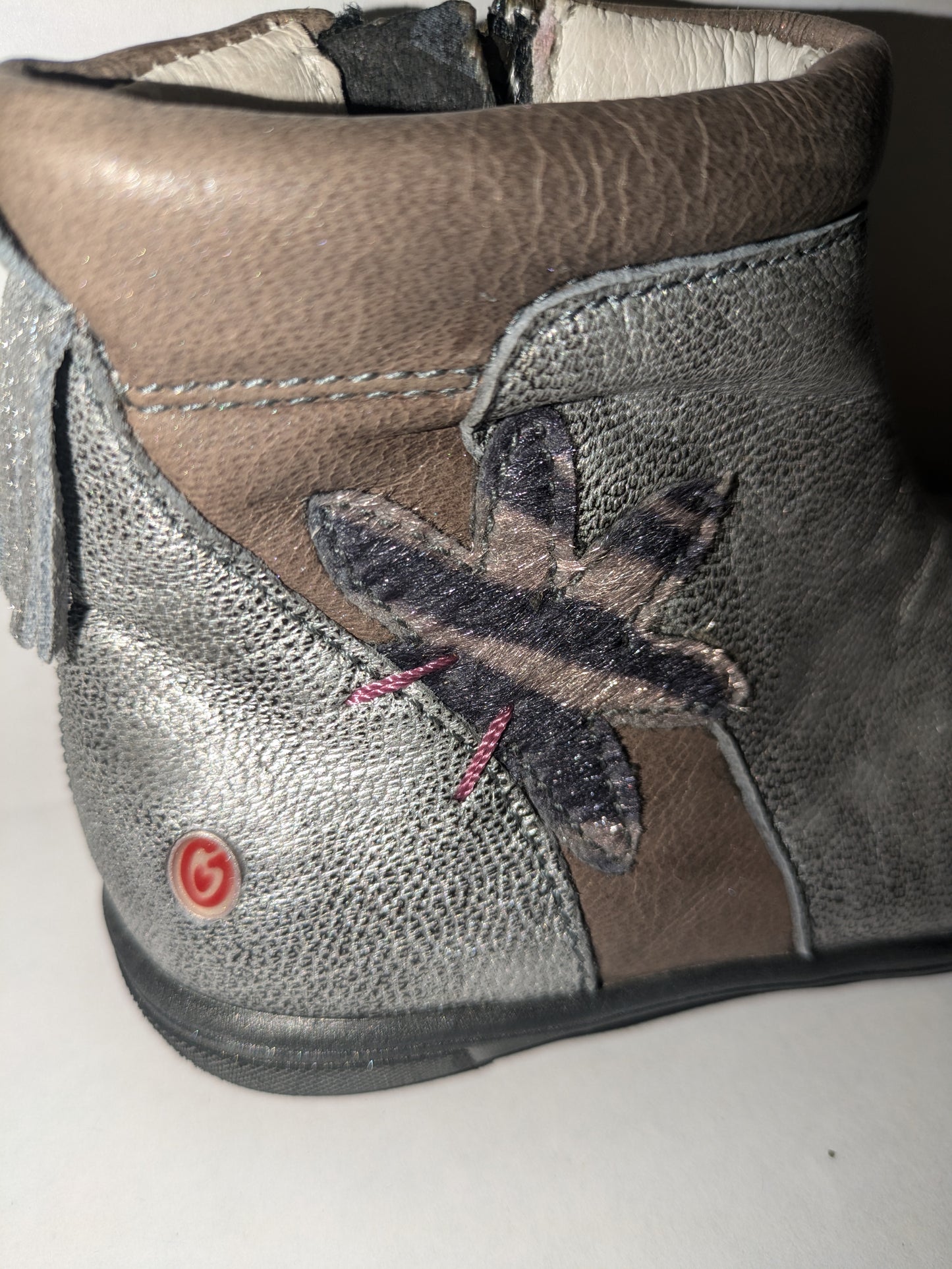 GBB |Lucetta | Girls Zip Up Ankle Boot | Grey/Silver | Size EU24 / UK7