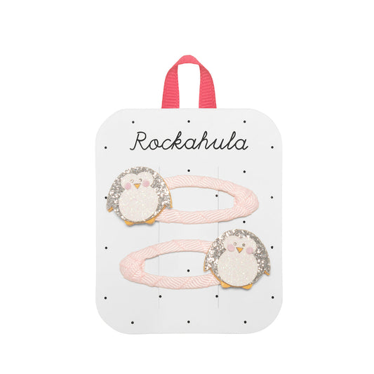 Glittering penguin hair clips by rockahula.