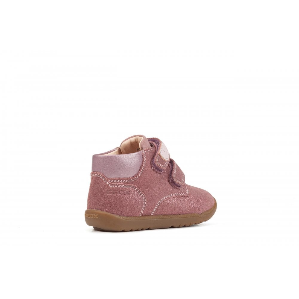 Geox Macchia Girl | B164PC | Girls Velcro First Shoe | Rose Smoke