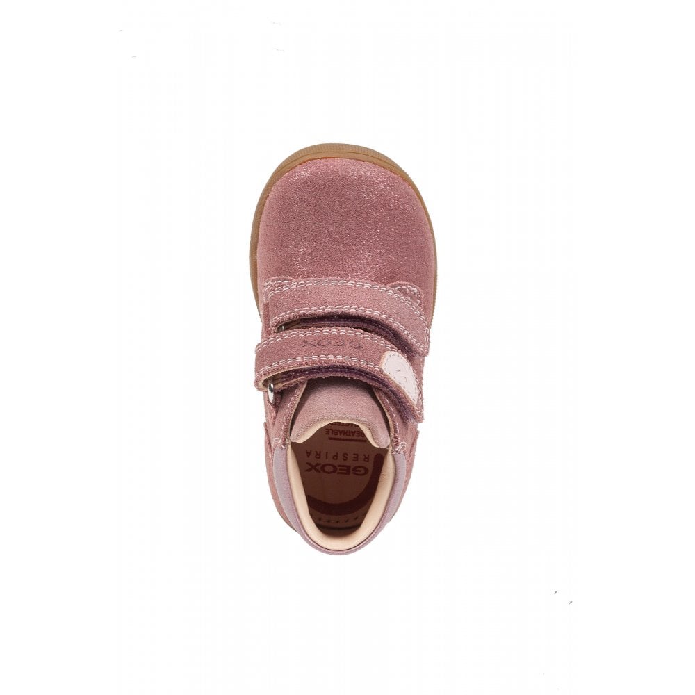 Geox Macchia Girl | B164PC | Girls Velcro First Shoe | Rose Smoke