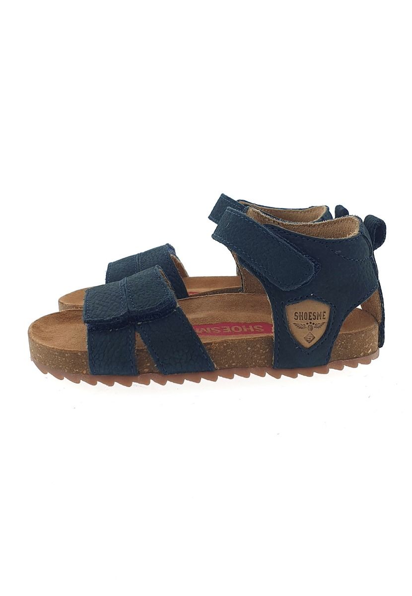 Shoesme Style IC23S015-A a classic open toe closed back sandal in blue with double velcro fastening. Pair view.