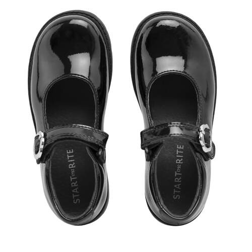 Start-Rite Destiny, a Black patent girls mary-jane velcro fastening pre-school shoe top view
