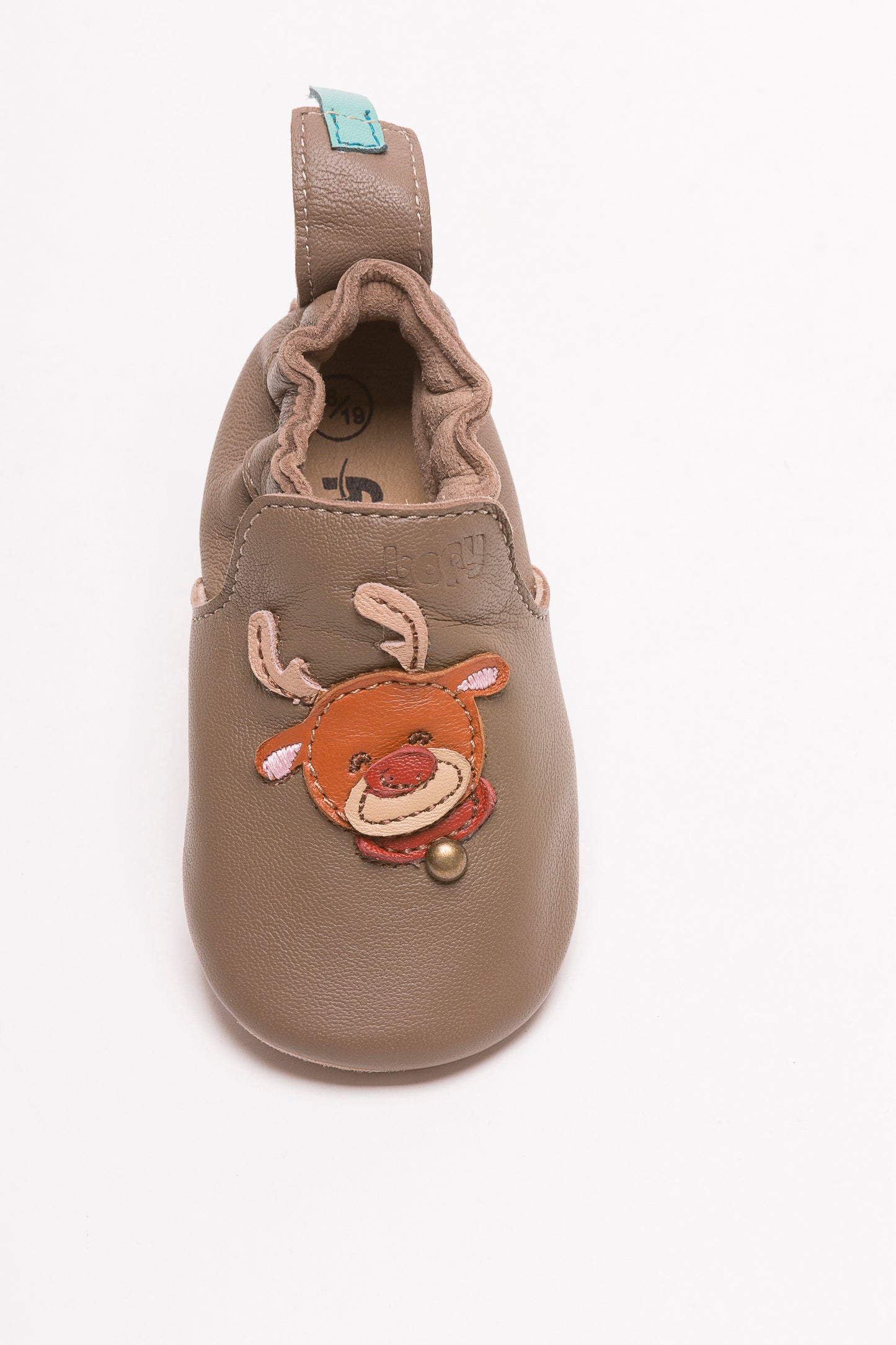 A unisex christmas pram by Bopy, style Doserf, in Brown with Reindeer head. Top view.