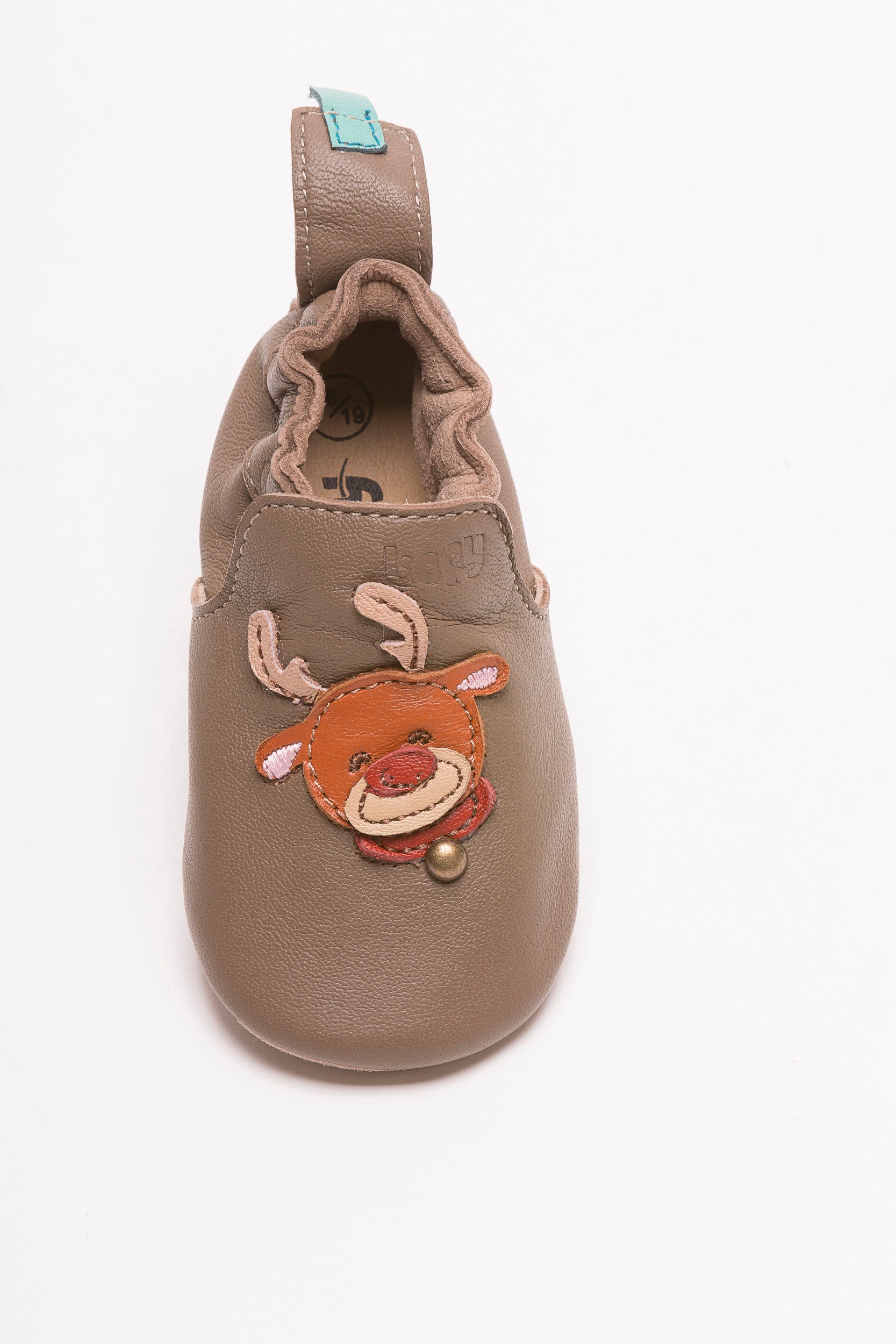 A unisex christmas pram by Bopy, style Doserf, in Brown with Reindeer head. Top view.