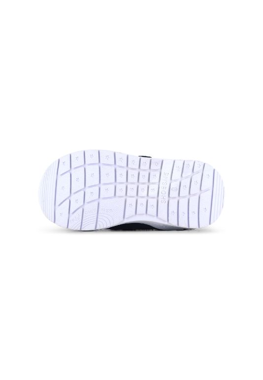 A boys trainer by Shoesme, style ST23S019-A, in Navy and pale blue leather nubuck with velcro fastening. Sole view.