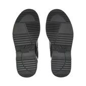 A pair of girls school shoes by Start Rite, style Impulsive, in black patent with lace up fastening. Sole view.